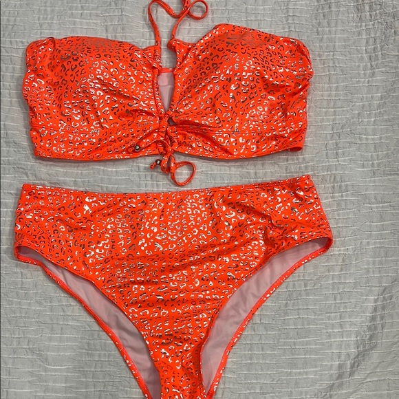 Bikini 👙 plus size swim suit bathing suit 🩱 women leopard 3XL orange metallic - Picture 2 of 11